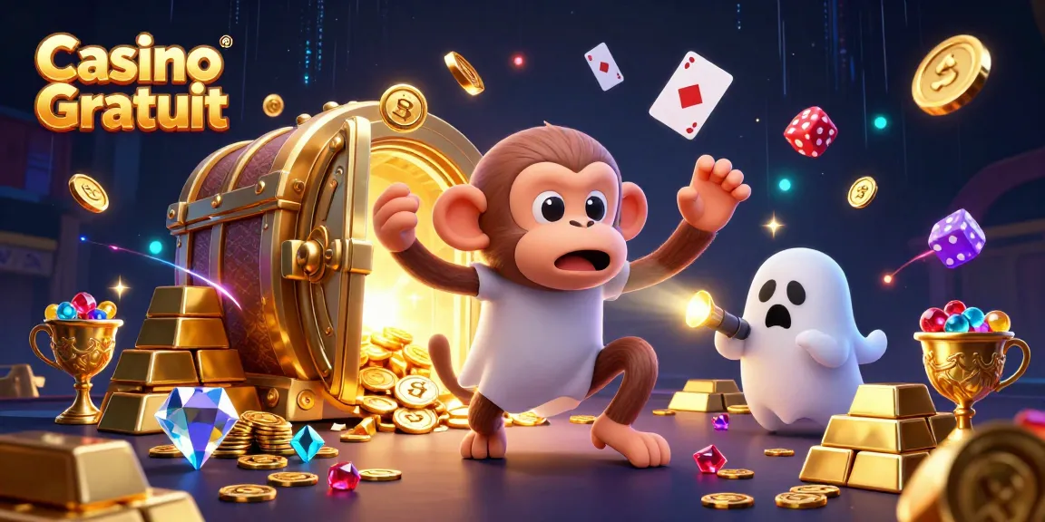 Jouez à Casino Gratuit avec une illustration dynamique de jeu, mettant en scène un singe poltergeist et un chiot chasseur de fantômes.